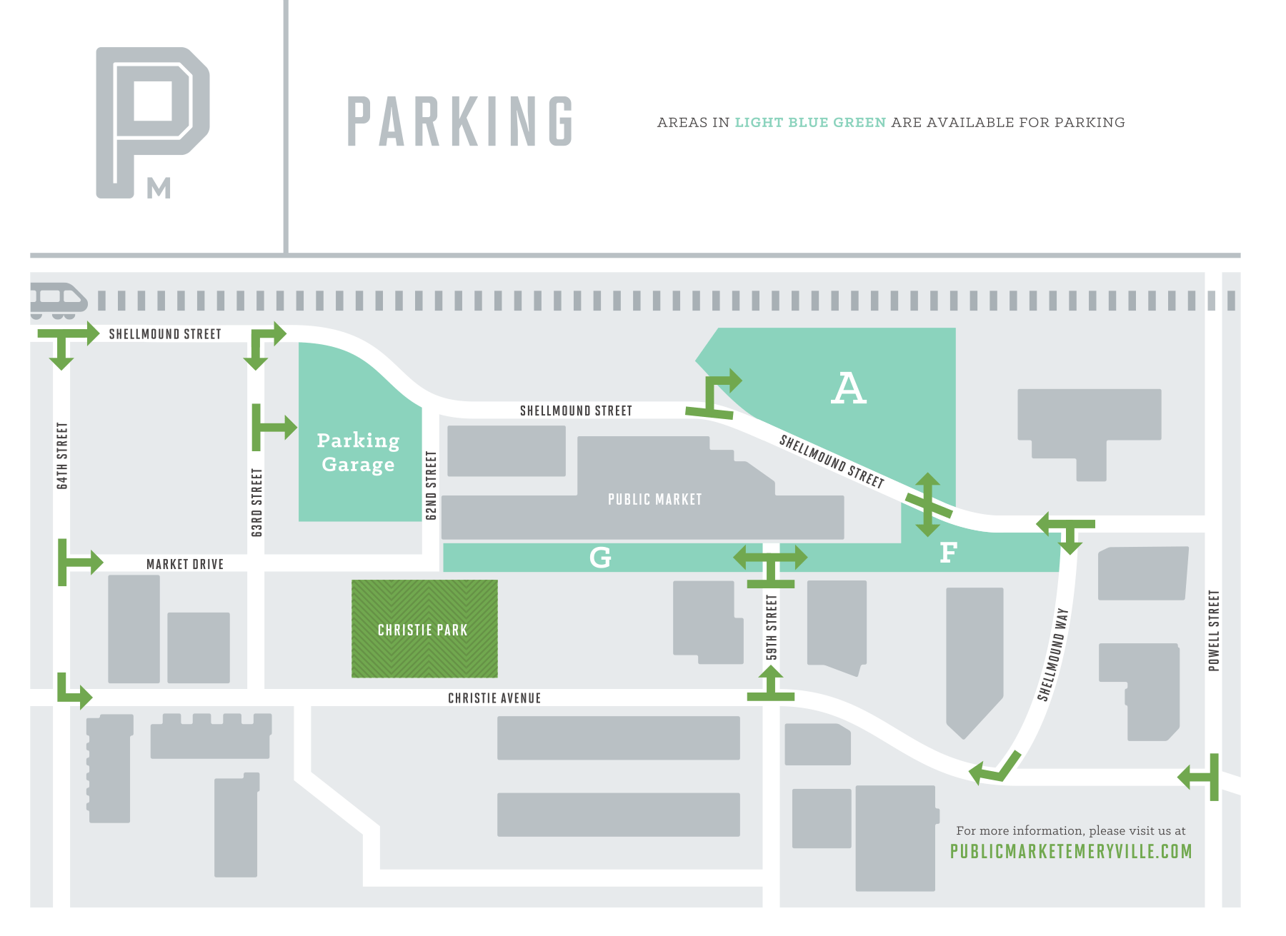 Graphical map of the Public Market parking locations